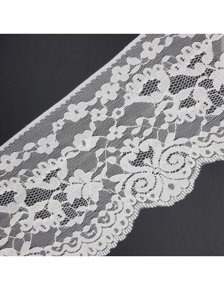 Puntilla encaje nylon floral beige de 13 cms