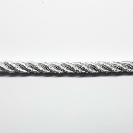 Cordón metalizado trenzado plateado.
