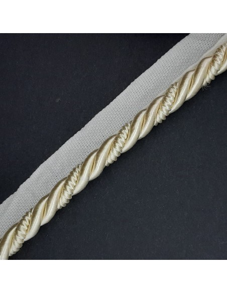 Cordón trenzado con pestaña de 1 cm color marfil 