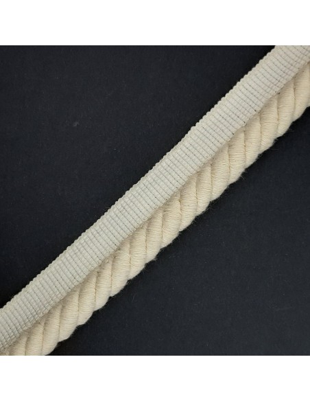 Cordón trenzado algodón con pestaña de 1 cm color crudo