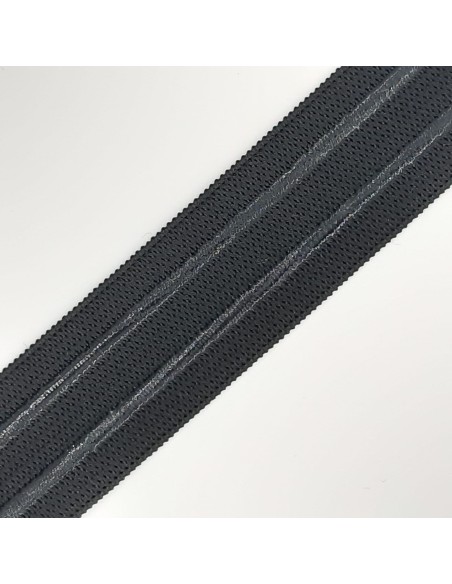 Elástico negro con silicona de 2,5 cms para trabajos de lencería 