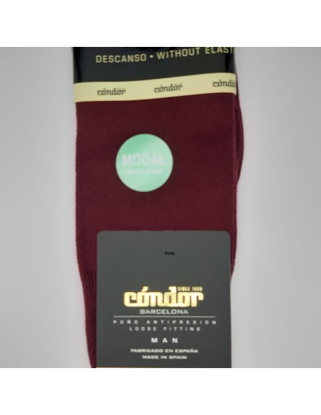 Calcetín modal hombre Condor con puño de descanso granate