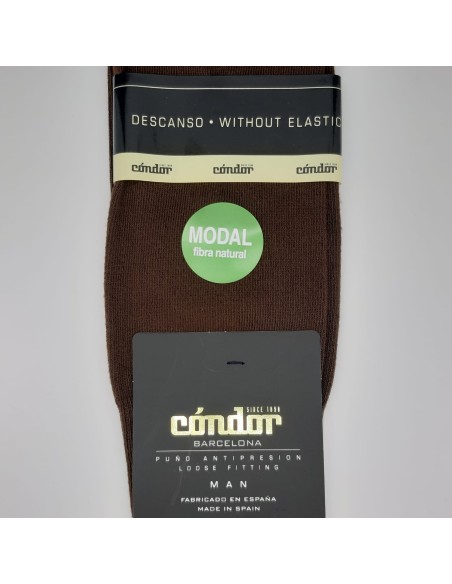 Calcetín modal hombre Condor con puño de descanso marrón
