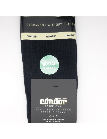 Calcetín modal hombre Condor con puño de descanso negro