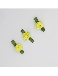 Flor de raso azul marina con lazo verde decorativo 2