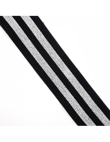 Cinta elástica de  rayas plateadas 4 cms