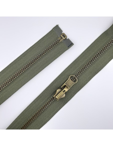 Cremallera reversible separador verde kaki.