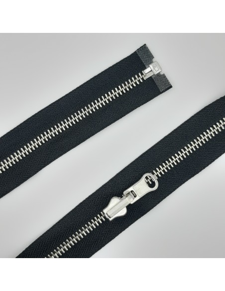 Cremallera reversible negra plata