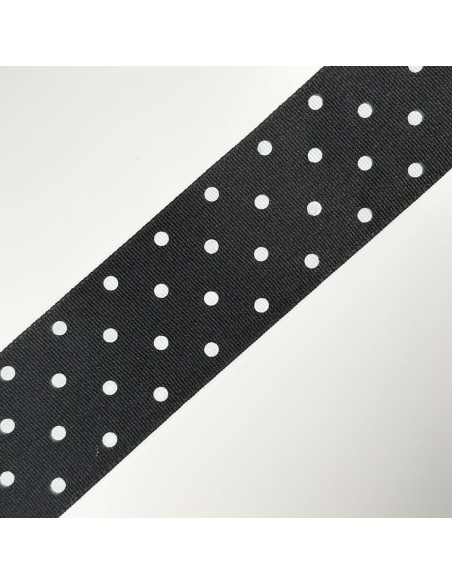 Cinta tafetán negra lunares blanco 