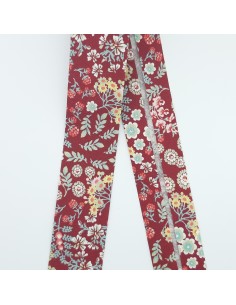 Cinta bies algodón flores azul azafata 3 cms  2