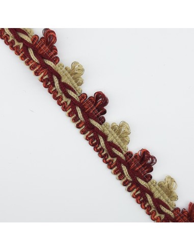 Galón pasamanería picos 2,5 cms burdeos-camel