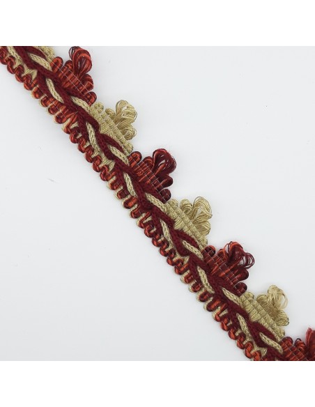 Galón pasamanería picos 2,5 cms burdeos-camel