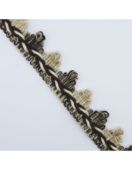 Galón pasamanería picos 2,5 cms marrón-camel