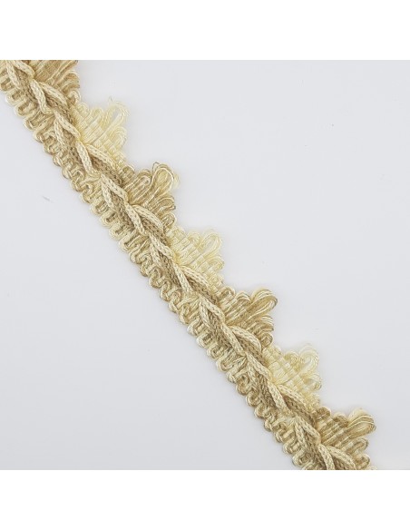 Galón pasamanería picos 2,5 cms crudo-camel