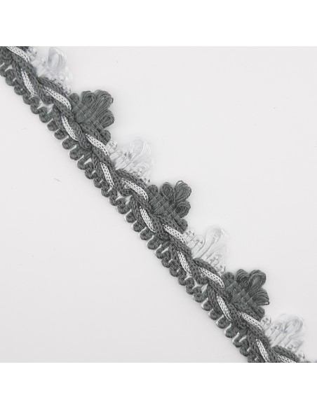 Galón pasamanería picos 2,5 cms gris mezcla