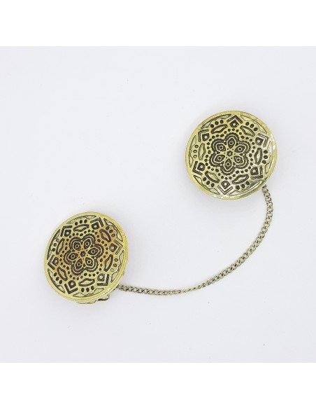 Broche cierre metálico con pinzas dorado