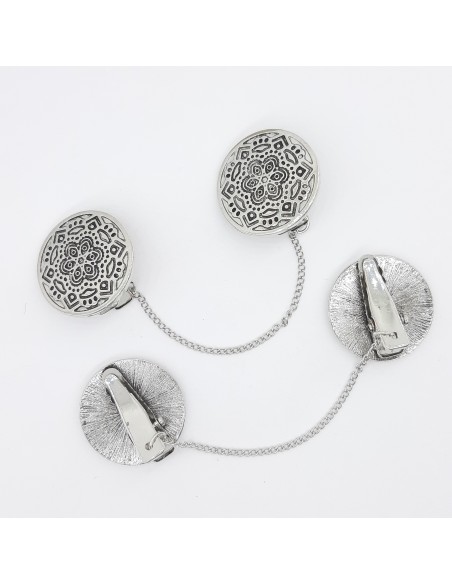 Broche cierre metálico con pinzas plateado