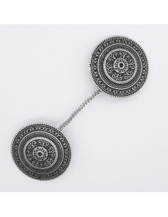 Broche cierre metálico con pinzas plata vieja