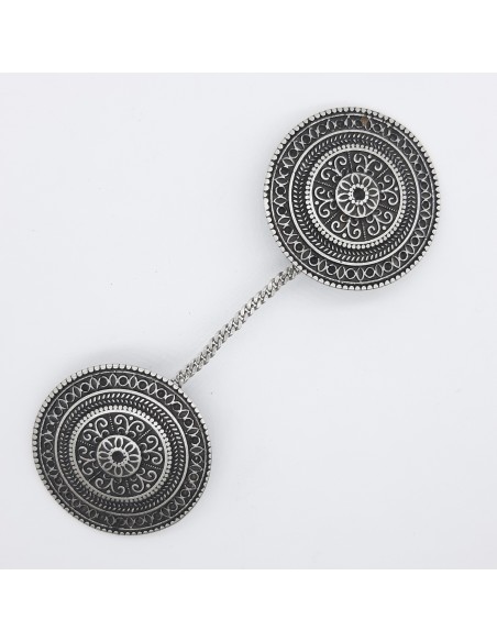 Broche cierre metálico con pinzas plata vieja