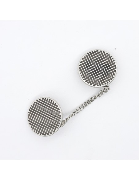 Broche con pinza y cadena metálico plata