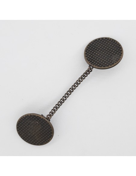 Broche con pinza y cadena metálico oro viejo