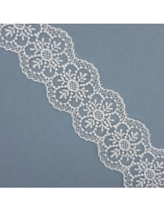 Entredos y Puntilla Encaje tul bordado blanco roto  2