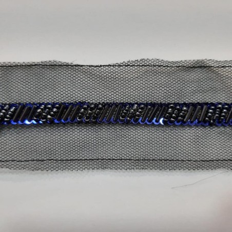 Tira abalorios cristal y tul azul.