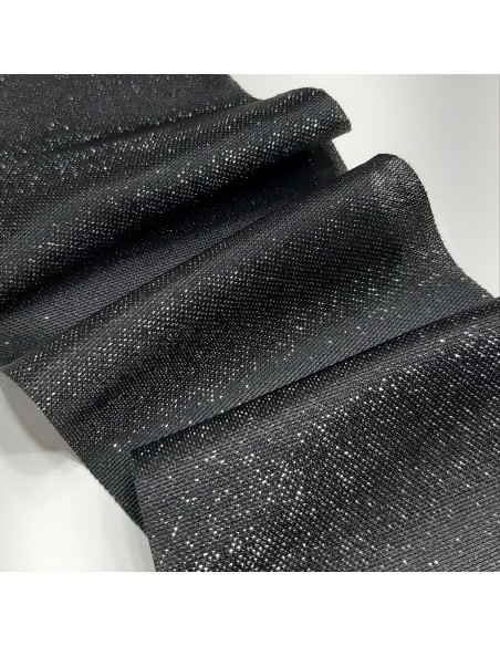 Tejido Elástico negro y lurex que cede para ambos lados de 10 cms
