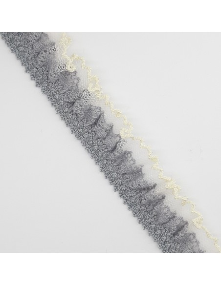 Puntilla bolillo con tul de 2,5 cms gris 029