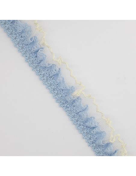 Puntilla bolillo con tul de 2,5 cms celeste 071