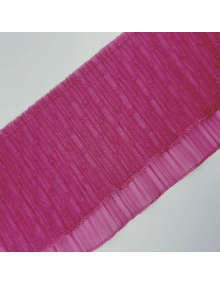 Volante plisado bugambilla con tul y  topos decorativos de 13 cms. Ideal para remates y dar volumen en prendas y complemento
