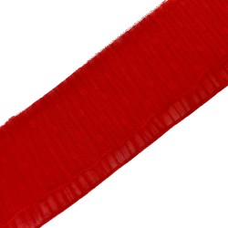 Volante plisado rojo tul y topos decorativos de 7 cms. Ideal para remates y dar volumen en prendas y complemento