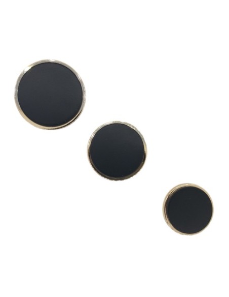 Botón negro mate filo dorado