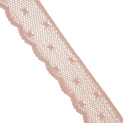 Encaje nylon 3 cms topos rosa palo
