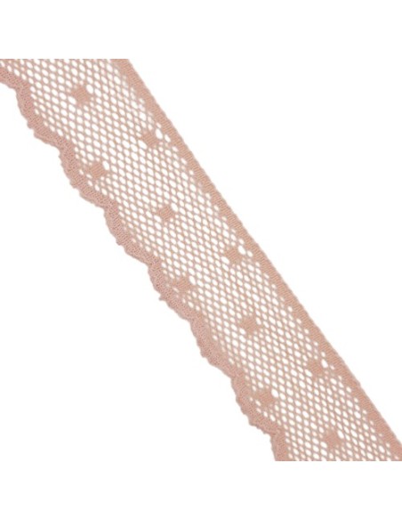 Encaje nylon 3 cms topos rosa palo