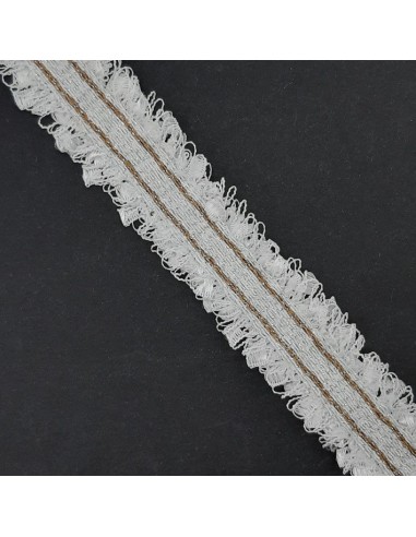 Pasamanería fantasía lamé blanca 22 mm
