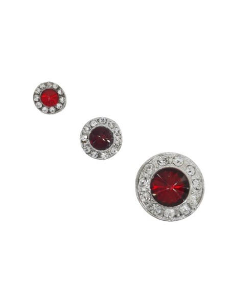 Botón rojo elegante con pedrería 