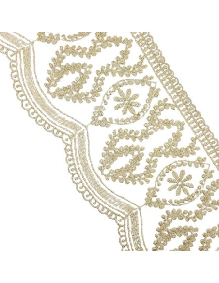 Encaje Tul Bordado dorado 12 cms