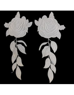 Aplique bordado flores termoadhesiva de color rosa maquillaje. 2