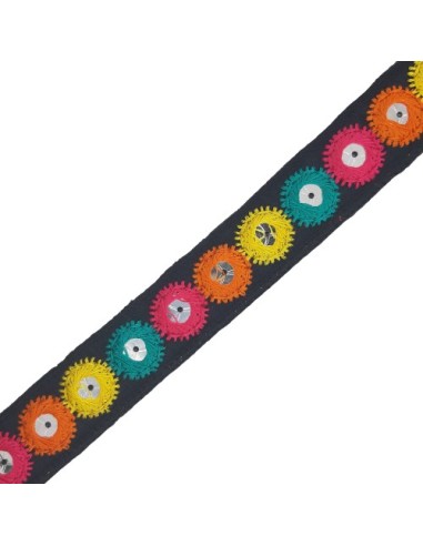 Galón espejos 22 mm negro multicolor
