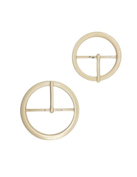 Hebilla metálica redonda dorada mate de 4 cms