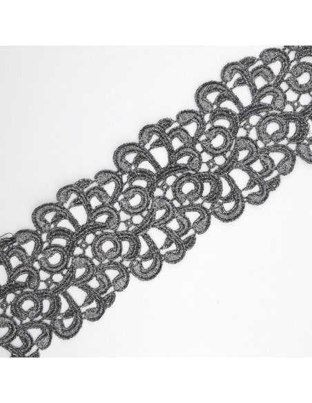 Encaje guipur metalizado plata vieja.