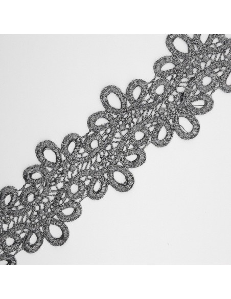 Encaje metalizado plata vieja 6,5 cms