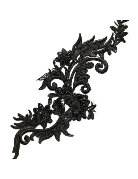 Aplique bordado negro 37 x 14 cms cms