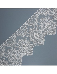 Encaje tul bordado blanco roto 10 cms