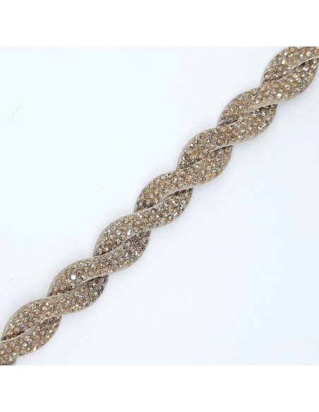 Galón fantasía trenza strass 12 mm