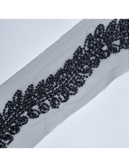Galón abalorios negro de 4 cms