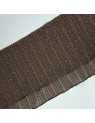 Volante plisado azul marino con tul y con topos decorativos de 13 cms. Ideal para remates y dar volumen en prendas y complemento