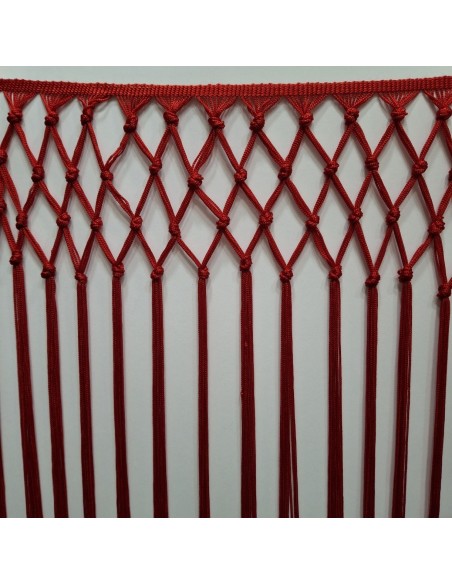 Fleco enrejado calado nudos rojo 40 cms