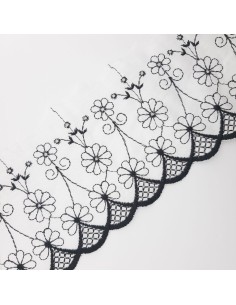 Tira bordada blanca y negra de 10 cms